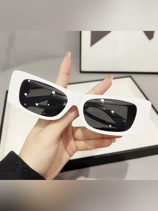 Accessories - White Rectangular Fashion Sunglasses - Sleek Women's Shades